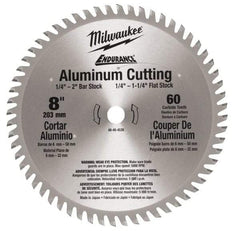 Milwaukee Tool - 8" Diam, 5/8" Arbor Hole Diam, 60 Tooth Wet & Dry Cut Saw Blade - Carbide-Tipped, Burr-Free & Smooth Action, Standard Round Arbor - Eagle Tool & Supply