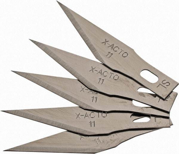 X-ACTO - 5 Piece Steel Hobby Blade - 1-19/32" OAL - Eagle Tool & Supply