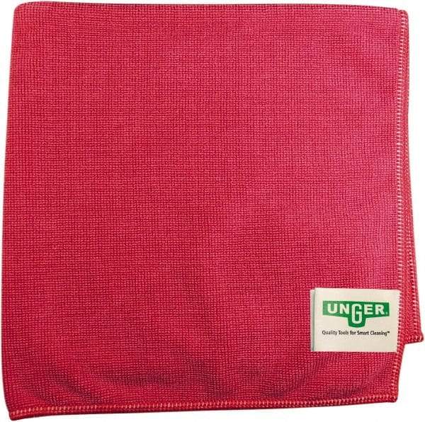 Unger - Flat Fold Microfiber Wipes - 16" x 15" Sheet Size, Red - Eagle Tool & Supply