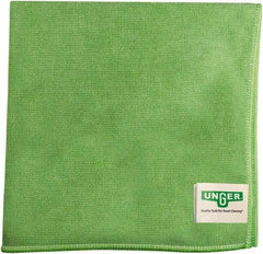 Unger - Flat Fold Microfiber Wipes - 16" x 15" Sheet Size, Green - Eagle Tool & Supply