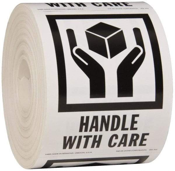Made in USA - Handle With Care Shipping Label - 3" High x 4" Wide - Eagle Tool & Supply