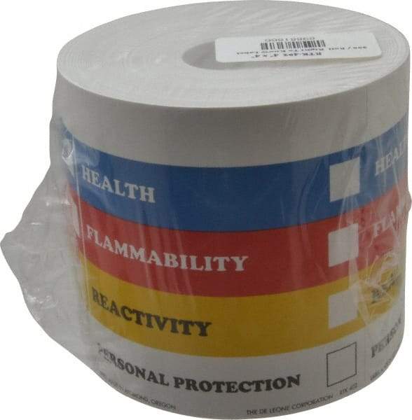 Made in USA - Health, Flammability, Reactivity, Personal Protection Shipping Label - 4" High x 4" Wide - Eagle Tool & Supply