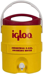 Igloo - 2 Gal Beverage Cooler - Plastic, Yellow/Red - Eagle Tool & Supply