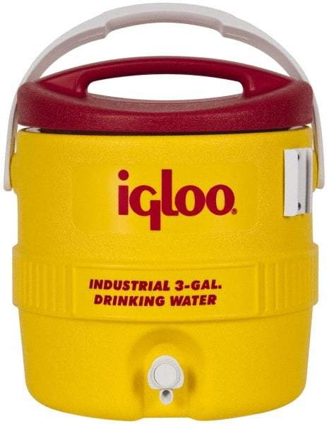 Igloo - 3 Gal Beverage Cooler - Plastic, Yellow/Red - Eagle Tool & Supply