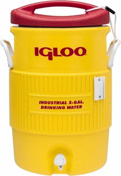 Igloo - 5 Gal Beverage Cooler - Plastic, Yellow/Red - Eagle Tool & Supply