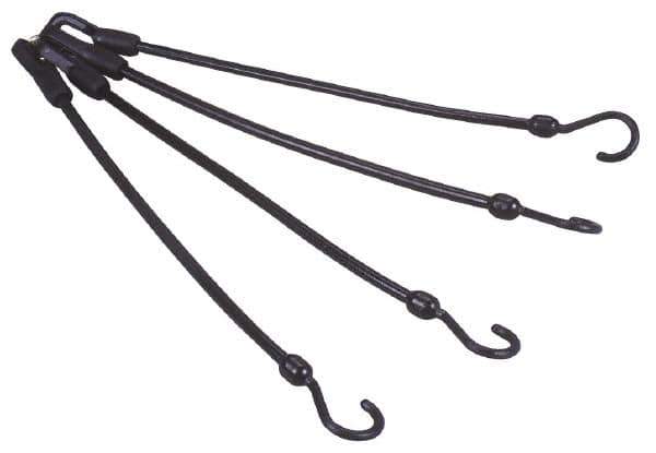 The Perfect Bungee - Stretch-n-Flex Web Tie Down with Molded in Hook & Safety Clasp - 24" OAL, Black - Eagle Tool & Supply