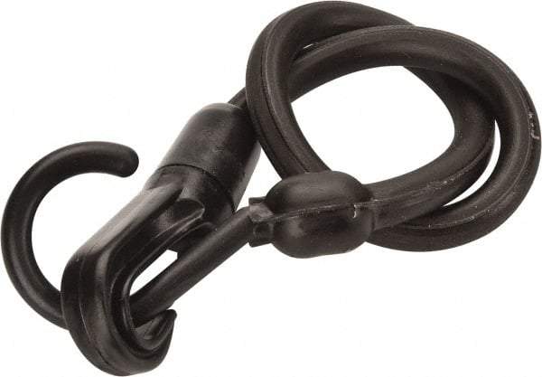 The Perfect Bungee - Stretch-n-Flex Web Tie Down with Molded in Hook & Safety Clasp - 18" OAL, Black - Eagle Tool & Supply