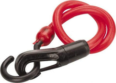 The Perfect Bungee - Stretch-n-Flex Web Tie Down with Molded in Hook & Safety Clasp - 18" OAL, Red - Eagle Tool & Supply