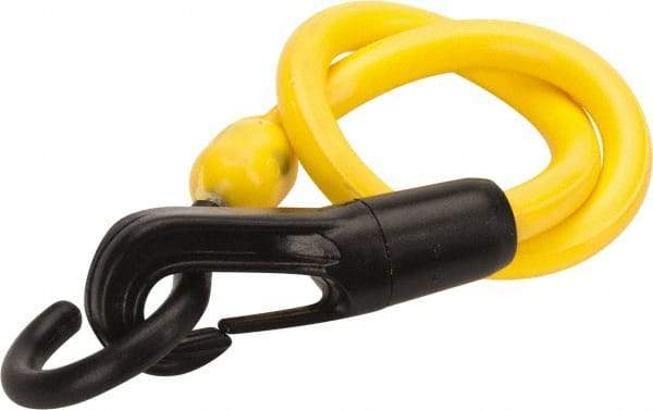 The Perfect Bungee - Stretch-n-Flex Web Tie Down with Molded in Hook & Safety Clasp - 18" OAL, Yellow - Eagle Tool & Supply