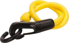 The Perfect Bungee - Stretch-n-Flex Web Tie Down with Molded in Hook & Safety Clasp - 18" OAL, Yellow - Eagle Tool & Supply