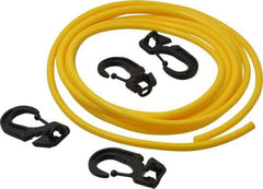 Polyflex - 10' Long x 1/4" Diam, Yellow Tie Down Rope Kit - With 4 Hooks - Eagle Tool & Supply