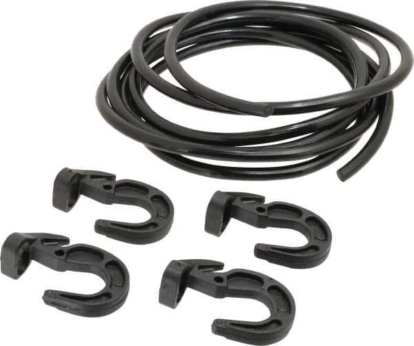 Polyflex - 10' Long x 5/16" Diam, Black Tie Down Rope Kit - With 4 Hooks - Eagle Tool & Supply