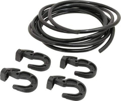 Polyflex - 10' Long x 5/16" Diam, Black Tie Down Rope Kit - With 4 Hooks - Eagle Tool & Supply