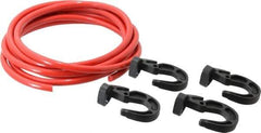 Polyflex - 10' Long x 5/16" Diam, Red Tie Down Rope Kit - With 4 Hooks - Eagle Tool & Supply