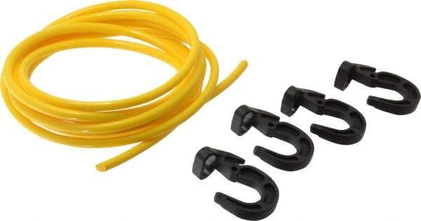 Polyflex - 10' Long x 5/16" Diam, Yellow Tie Down Rope Kit - With 4 Hooks - Eagle Tool & Supply