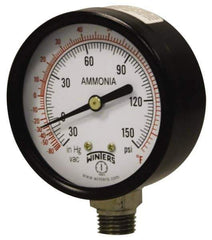 Winters - 4" Dial, 1/4 Thread, 30-0-300 Scale Range, Pressure Gauge - Lower Connection Mount, Accurate to 3-2-3% of Scale - Eagle Tool & Supply