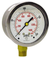 Winters - 2-1/2" Dial, 1/4 Thread, 0-100 Scale Range, Pressure Gauge - Lower Connection Mount, Accurate to 1.5% of Scale - Eagle Tool & Supply