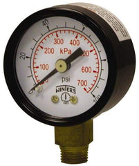 Winters - 1-1/2" Dial, 1/8 Thread, 0-60 Scale Range, Pressure Gauge - Lower Connection Mount, Accurate to 3-2-3% of Scale - Eagle Tool & Supply