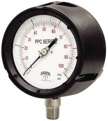 Winters - 4-1/2" Dial, 1/2 Thread, 0-2,000 Scale Range, Pressure Gauge - Lower Connection Mount, Accurate to 0.5% of Scale - Eagle Tool & Supply