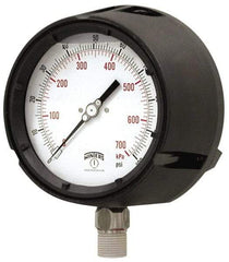 Winters - 4-1/2" Dial, 1/2 Thread, 0-3,000 Scale Range, Pressure Gauge - Lower Connection Mount, Accurate to 0.5% of Scale - Eagle Tool & Supply