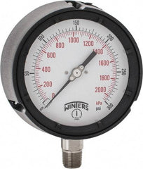 Winters - 4-1/2" Dial, 1/2 Thread, 0-300 Scale Range, Pressure Gauge - Lower Connection Mount, Accurate to 0.5% of Scale - Eagle Tool & Supply