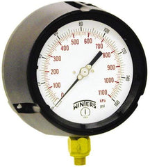 Winters - 4-1/2" Dial, 1/4 Thread, 0-400 Scale Range, Pressure Gauge - Lower Connection Mount, Accurate to 0.5% of Scale - Eagle Tool & Supply