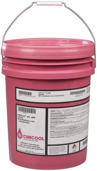 Cimcool - Cimtech 320-HFP, 5 Gal Pail Cutting & Grinding Fluid - Synthetic, For Boring, Drilling, Milling, Reaming, Tapping, Turning - Eagle Tool & Supply