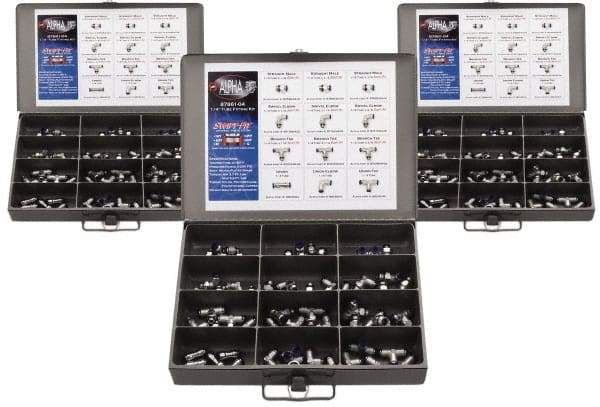 Value Collection - 36 Piece, Push to Connect Fitting Kit - Mixed Universal Threads, 1/2" Tube - Eagle Tool & Supply