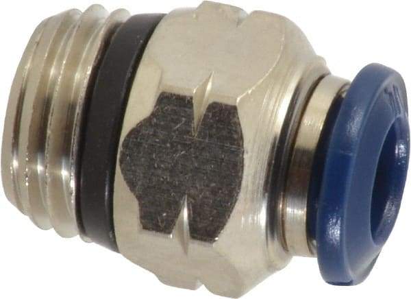 Value Collection - 1/4" Outside Diam, 1/4 Universal, Nickel Plated Brass Push-to-Connect Tube Male Connector - 250 Max psi, Tube to Universal Thread Connection, Buna O-Ring - Eagle Tool & Supply