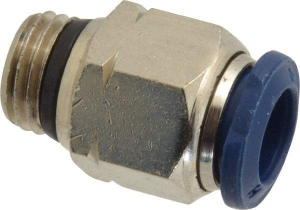 Value Collection - 3/8" Outside Diam, 1/4 Universal, Nickel Plated Brass Push-to-Connect Tube Male Connector - 250 Max psi, Tube to Universal Thread Connection, Buna O-Ring - Eagle Tool & Supply