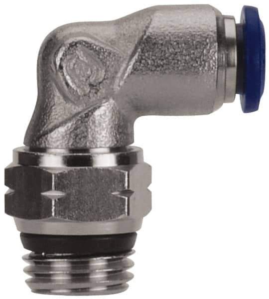 Value Collection - 1/4" Outside Diam, 3/8 Universal, Nickel Plated Brass Push-to-Connect Tube Male Swivel Elbow - 250 Max psi, Tube to Universal Thread Connection, Buna O-Ring - Eagle Tool & Supply