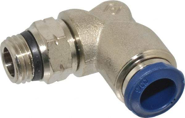 Value Collection - 3/8" Outside Diam, 1/4 Universal, Nickel Plated Brass Push-to-Connect Tube Male Swivel Elbow - 250 Max psi, Tube to Universal Thread Connection, Buna O-Ring - Eagle Tool & Supply