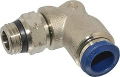 Value Collection - 3/8" Outside Diam, 1/4 Universal, Nickel Plated Brass Push-to-Connect Tube Male Swivel Elbow - 250 Max psi, Tube to Universal Thread Connection, Buna O-Ring - Eagle Tool & Supply