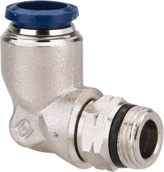 Value Collection - 1/2" Outside Diam, 3/8 Universal, Nickel Plated Brass Push-to-Connect Tube Male Swivel Elbow - 250 Max psi, Tube to Universal Thread Connection, Buna O-Ring - Eagle Tool & Supply