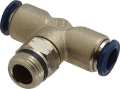 Value Collection - 3/8" Outside Diam, 3/8 Universal, Nickel Plated Brass Push-to-Connect Tube Male Swivel Branch Tee - 250 Max psi, Tube to Universal Thread Connection, Buna O-Ring - Eagle Tool & Supply