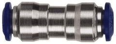 Value Collection - 3/8 x 1/2" Outside Diam, Nickel Plated Brass Push-to-Connect Tube Union - 250 Max psi, Tube to Tube Connection, Buna O-Ring - Eagle Tool & Supply