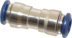 Value Collection - 1/4" Outside Diam, Nickel Plated Brass Push-to-Connect Tube Union - 250 Max psi, Tube to Tube Connection, Buna O-Ring - Eagle Tool & Supply