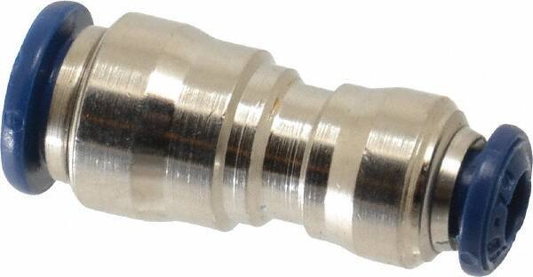 Value Collection - 1/4 x 5/32" Outside Diam, Nickel Plated Brass Push-to-Connect Tube Union - 250 Max psi, Tube to Tube Connection, Buna O-Ring - Eagle Tool & Supply