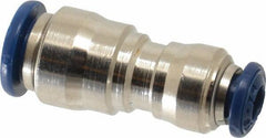 Value Collection - 1/4 x 5/32" Outside Diam, Nickel Plated Brass Push-to-Connect Tube Union - 250 Max psi, Tube to Tube Connection, Buna O-Ring - Eagle Tool & Supply