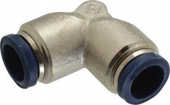 Value Collection - 1/2" Outside Diam, Nickel Plated Brass Push-to-Connect Tube Union Elbow - 250 Max psi, Tube to Tube Connection, Buna O-Ring - Eagle Tool & Supply