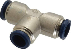 Value Collection - 1/2" Outside Diam, Nickel Plated Brass Push-to-Connect Tube Union Tee - 250 Max psi, Tube to Tube Connection, Buna O-Ring - Eagle Tool & Supply