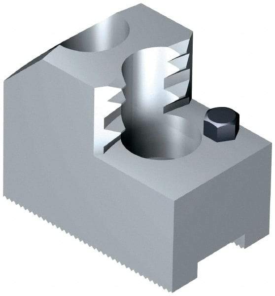 Schunk - 6" Max Chuck Diam Compatibility, Steel 1.5mm x 60° Serrated Hard Lathe Top Jaws - 12mm Groove Width, 30mm Wide x 1-7/8" High - Eagle Tool & Supply