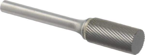 M.A. Ford - 1/2" Cut Diam, 1/4" Shank Diam, Cylinder Head Double Cut Burr - Carbide, Flat End, 1" LOC, 3" OAL - Eagle Tool & Supply