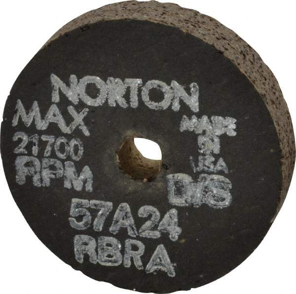 Norton - 2-1/2" Diam x 3/8" Hole x 1/2" Thick, R Hardness, 24 Grit Surface Grinding Wheel - Aluminum Oxide, Type 1, Very Coarse Grade, 21,700 Max RPM, No Recess - Eagle Tool & Supply