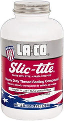 LA-CO - 1 Pt Brush Top Can White Thread Sealant - Paste with PTFE, 500°F Max Working Temp, For Metal, PVC, CPVC & ABS Plastic Pipe Threads - Eagle Tool & Supply