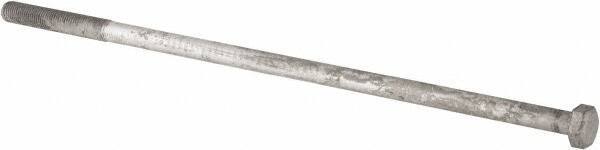 Value Collection - 1-8 Thread, 28" Length Under Head, Steel Hex Head Bolt - Hot Dipped Galvanized Coated, UNC Thread, ASTM A307, Grade 2 - Eagle Tool & Supply