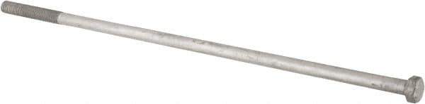Value Collection - 1-8 Thread, 34" Length Under Head, Steel Hex Head Bolt - Hot Dipped Galvanized Coated, UNC Thread, ASTM A307, Grade 2 - Eagle Tool & Supply