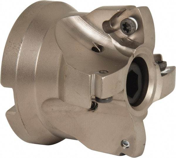 Seco - 4 Inserts, 1.34" Cutter Diam, 0.08" Max Depth of Cut, Indexable High-Feed Face Mill - 3/4" Arbor Hole Diam, 0.32" Keyway Width, 1.6" High, R220.21 Toolholder, 218.19-160.. Inserts, Series R220.21 - Eagle Tool & Supply