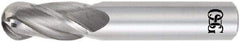 OSG - 25mm Diam, 38mm LOC, 4 Flute Solid Carbide Ball End Mill - TiAlN Finish, Single End, 102mm OAL, 102mm Shank Diam, Spiral Flute - Eagle Tool & Supply