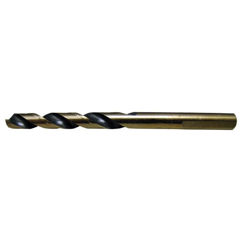 27/64 RHS / RHC HSS 135 Degree Split Point Heavy Duty Mechanics Length Drill - Black & Gold - Exact Industrial Supply